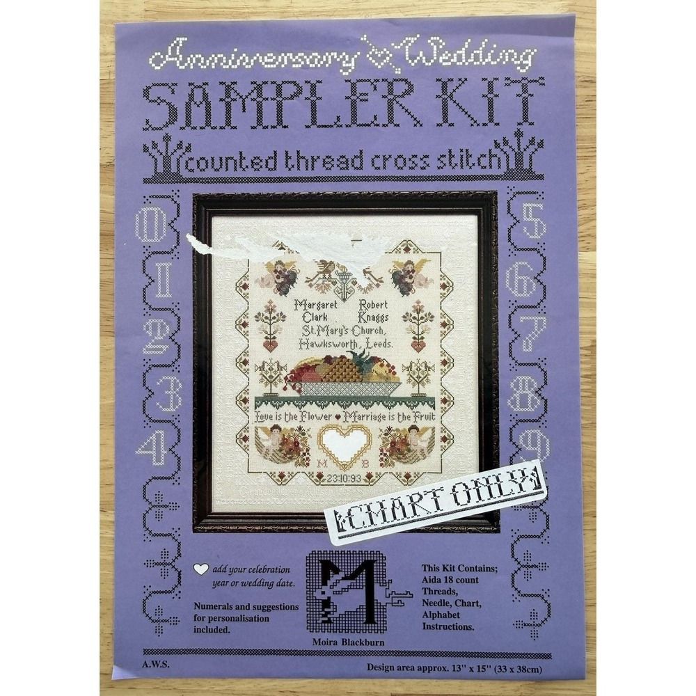 Moira Blackburn Trad Sampler Counted Cross Stitch Chart‎ Anniversary/Wedding